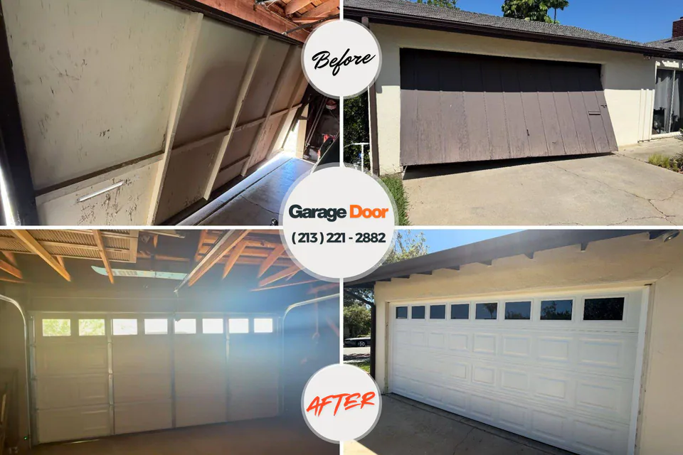 Before and after: garage door repair Soda Springs, ID
